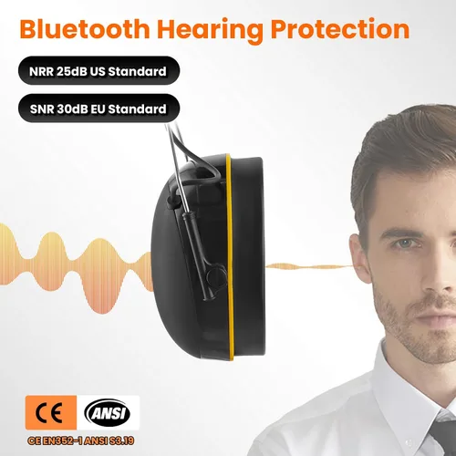 Vista 3 de Bluetooth 5.4 Hearing Protection,NRR 25dB Noise Cancelling Headphone,Rechargeable Safety Earmuffs for Mowing,Working