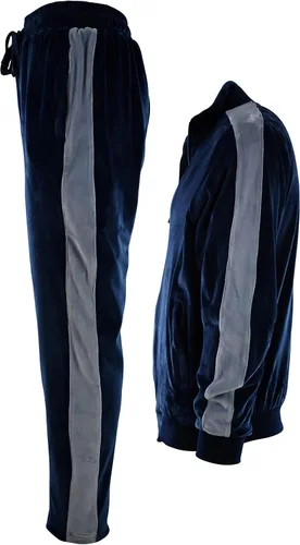 Vista 3 de Conjunto de terciopelo para hombre con bolsillos con cremallera y forro de terciopelo