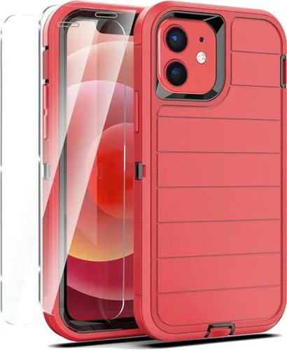 Vista 34 de YmhxcY Funda para iPhone 12/iPhone 12 Pro [2 Protectores de Pantalla de Vidrio Templado] Cubierta Duradera de 3 Capas A Prueba de Caídas/Funda