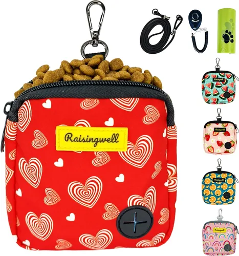 Vista 11 de Bolsa de golosinas para perros Raisingwell para caminar y entrenar con clicker, bolsas para excrementos pequeñas, riñonera con cierre, kit de A1.
