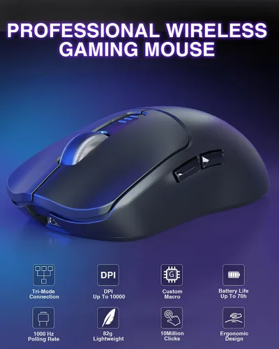 Vista 7 de AULA Combo de teclado y mouse inalámbricos, teclados mecánicos F75 Pro, 75% de junta teclado personalizado intercambiable en caliente+mouse