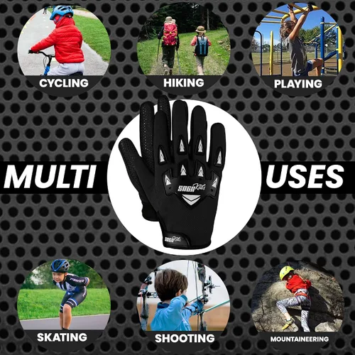 Vista 7 de SAGA SPORTS Guantes de bicicleta para niños para futuros campeones. Guantes de motocross con la máxima protección. Guantes esenciales para motocross