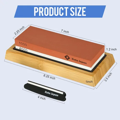 Vista 2 de Kota Japan piedra de afilar premium Piedra para afilar cuchillos naturales, KIT AGRADABLE, suave, SIN ESFUERZO Base antiadherente, SEGURIDAD