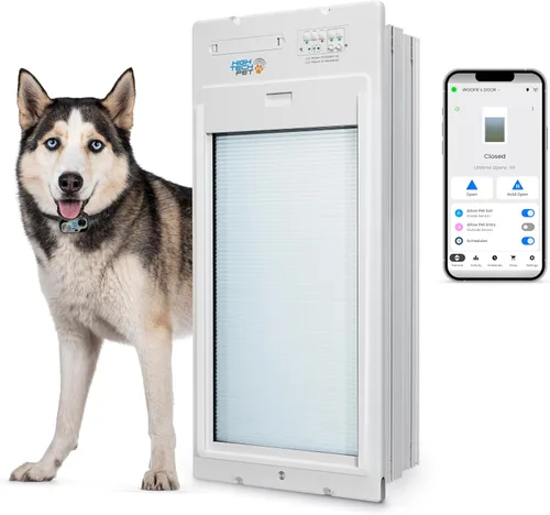 Vista 18 de Puerta enrollable automática Power Pet de la marca High Tech Pet - Panel motorizado enrollable para mascotas, control manual y de aplicación WiFi