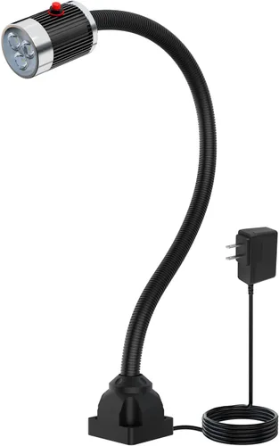 Vista 9 de Luz de Escritorio de Trabajo, Luz de Trabajo para Máquina, Luz LED Flexible de Cuello de Cisne 700 Lúmenes IP66 Resistente al Agua y al Polvo