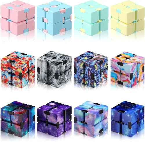 Vista 8 de Gejoy 12 piezas Infinity Cube Toy Mini Cube Bloques Juguete de escritorio, Macarons Cube Anxiety Relief Toy, Stress Relieving Game, Office Desk