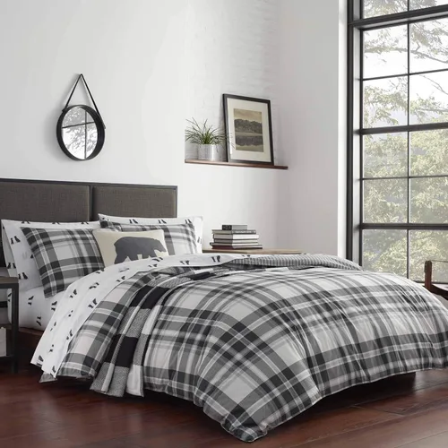 Vista 19 de Eddie Bauer - Juego de edredón twin, ropa de cama reversible a cuadros con funda a juego, peso medio para uso durante todo el año, artículos Aliso