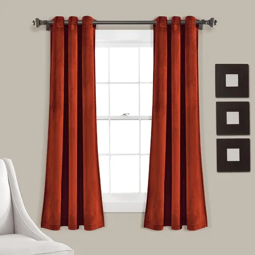Vista 33 de Lush Decor Prima Velvet - Par de paneles de cortinas de ventana de terciopelo sólido con filtro de luz, 38" de ancho x 84" de largo, negro