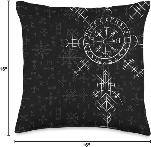 Vista 4 de Celtic Lucky Charm Viking Compass Vegvísir - Almohada de peluche celta Vegvisir