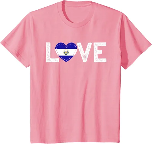 Vista 49 de Camiseta de regalo con la bandera de El Salvador LOVE, Negro, S