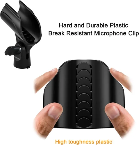 Vista 7 de 2 piezas de clip universal para micrófono, soporte ajustable para clip de micrófono para soporte de micrófono, viene con adaptador de tornillo macho