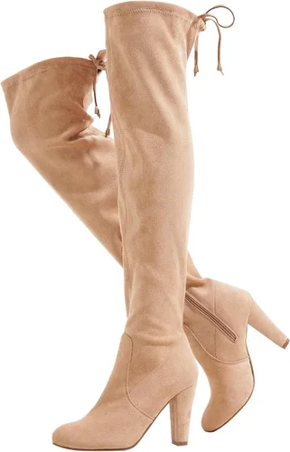 Vista 10 de Botas de gamuza para mujer por encima de la rodilla con tacón de Negro