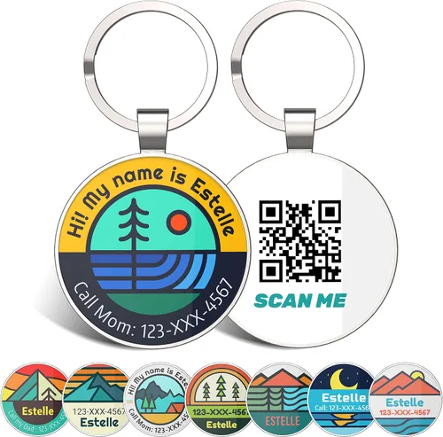 Vista 12 de Etiqueta de perro con código QR, etiquetas de identificación para mascotas, etiquetas de perro personalizadas para mascotas, etiquetas