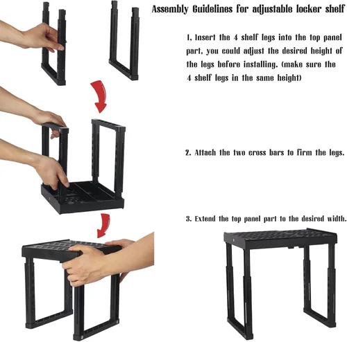 Vista 3 de Svartur Organizador de estante ajustable con espejo magnético y estante para bolígrafos, organizador de casillero para el trabajo, escuela, oficina