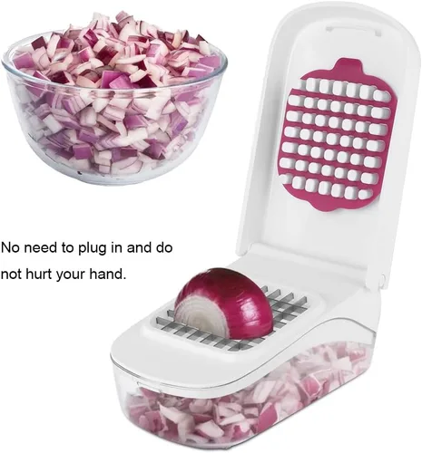 Vista 5 de Picador de alimentos, picador manual de verduras de mano, cortador de verduras rebanador de verduras sin esfuerzo para restricción