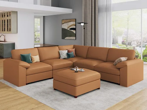 Vista 88 de EASE MOOSE Sofá modular seccional, sofá en forma de U para sala de estar Beige