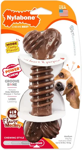 Vista 12 de Nylabone Power Chew Dental Groove - Juguete masticable para perro, sabor Marrón