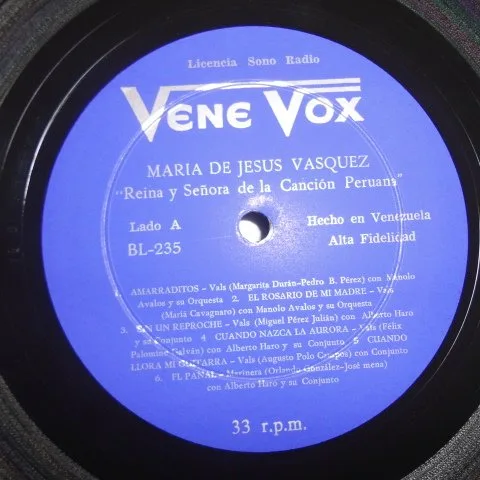 Vista 4 de Maria De Jesus Vasquez / Reina Y Señora De La Cancion Peruana (Vene Vox / Vinyl)
