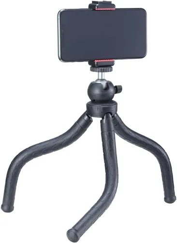 Vista 8 de ULANZI ST-07 Soporte de trípode para teléfono con soporte de zapata fría para micrófono, luz de video LED, tornillo de trípode de 1/4 pulgadas
