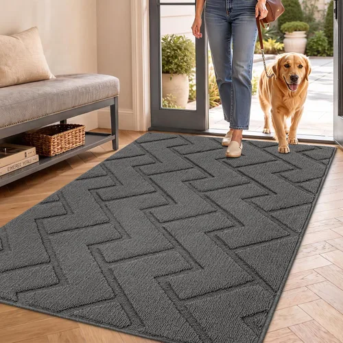 Vista 37 de hicorfe Tapete para puerta delantera para entrada exterior, 20 x 31.5 pulgadas, absorbente, resistente a la suciedad, tapetes de bienvenida