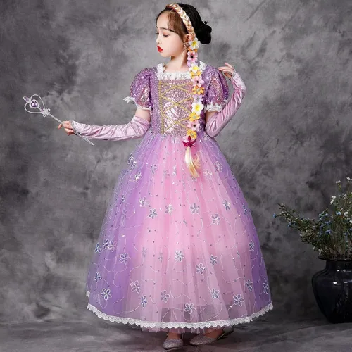 Vista 4 de Kidswant Toddler Baby Girls Luxury Princess Party Halloween Cosplay Costume Dress Up with Accessorries