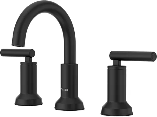 Vista 25 de Grifo para lavabo de baño Pfister Capistrano, 8 pulgadas de separación amplia, 2 manijas, 3 orificios, certificado NSF, acabado negro mate Spot Spot