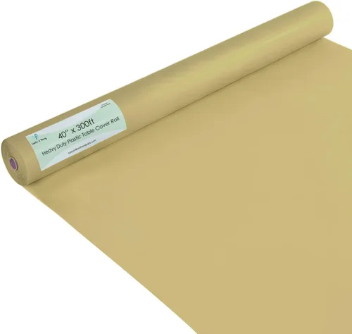 Vista 60 de Rollo de plástico para cubierta de mesa color verde manzana, 40 pulgadas x 100 pies, rollo de plástico resistente para cubierta de mesa de banquetes