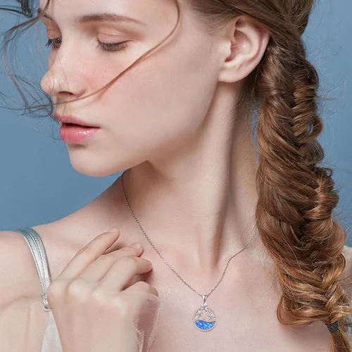 Vista 5 de Sea Ocean Necklace for Women Starfish Seashell Necklace Opal Crystal Pearl Shell Sterling Silver Ocean Jewelry Hawaiian Summer Jewelry