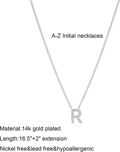 Vista 5 de Silver Initial Necklace for Women, Dainty Silver Necklace Personalized Silver Initial Letter Necklace Cute Silver Choker Necklaces for Women Trendy