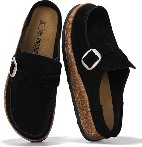 Vista 3 de Project Cloud – Zuecos estilo mocasín para mujer de cuero 100% auténtico, con espuma viscoelástica, resistentes al agua, tipo slip-on