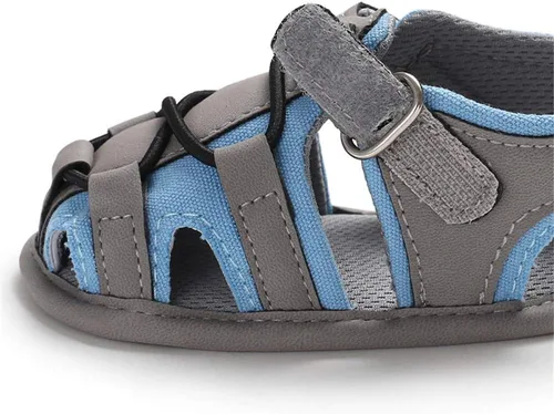 Vista 6 de HsdsBebe Sandalias de playa de verano para bebés, niños y niñas, transpirables, atléticas, antideslizantes, suela suave, zapatos de cuna para recién