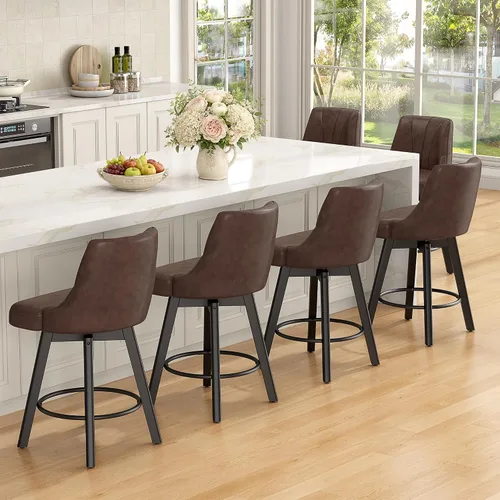 Vista 11 de REONEY Counter Height Swivel Bar Stools, 24" Modern Upholstered Barstools