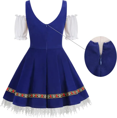 Vista 3 de GRAJTCIN - Disfraz de Oktoberfest para mujer, vestido bávaro alemán de terciopelo para carnaval de Halloween