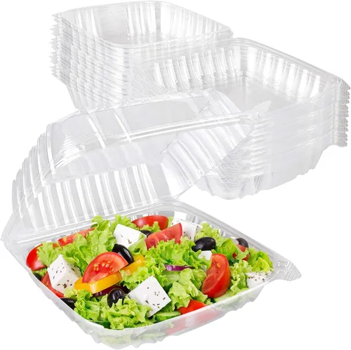 Vista 11 de Stock Your Home - Envase de plástico para llevar alimentos y postres, 25 unidades de 5 x 5 pulgadas, envases de plástico con bisagras, desechables