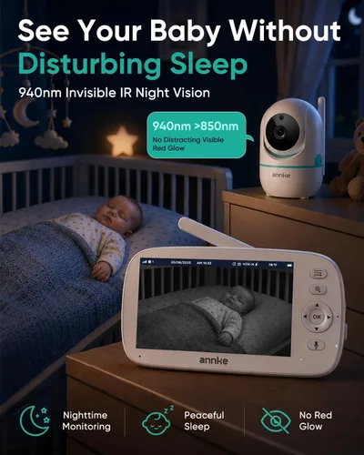 Vista 5 de Monitor de video para bebés con cámara y audio, sin WiFi