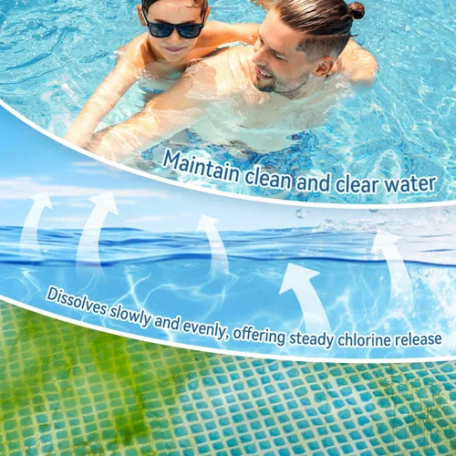 Vista 6 de Tabletas de cloro para piscinas y spas Desinfectante de larga duración de disolución lenta para agua limpia y clara (3 a 20 libras)