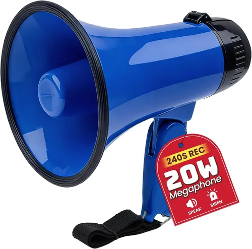 Vista 19 de MyMealivos 20W Megaphone Bullhorn, Built in Siren & 240s Recording, 5.4"×8.6" Portable Megaphone with Volume Control Cover Up to 300 feet+ for