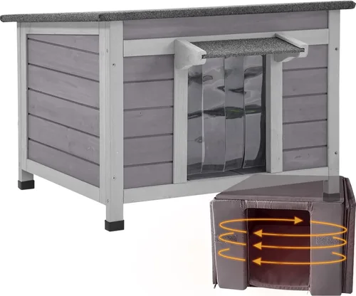 Vista 15 de GUTINNEEN Casa Grande para Gatos al Aire Libre Resistente a la Intemperie con Puertas de Escape, Madera Maciza Aislada Más Gruesa, Porche Grande