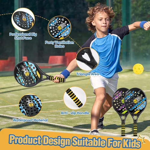 Vista 3 de Juego de pelota de pepinillo para niños, raqueta de tenis impermeable con orificio de aire, juguetes de playa para niños y adultos, familia, 2