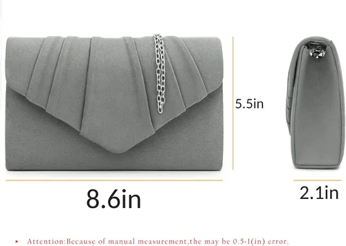 Vista 3 de Milisente Bolso de noche para mujer de gamuza plisada bolso de mano