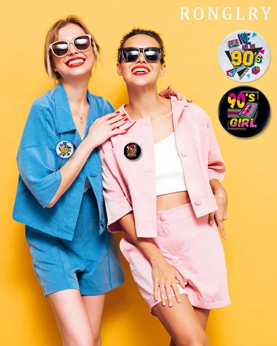 Vista 3 de Ronglry Accesorios de los años 80 y 90 para mujeres y hombres, pin de los 80 a granel para bolsos, sombreros, ropa, trajes de los años 80, disfraces