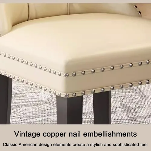 Vista 9 de Juego de sillas de comedor, sillas de comedor tapizadas de cuero, cómodas sillas de cocina, silla de vestíbulo con patas de madera resistentes