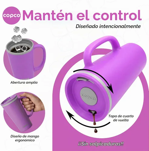 Vista 6 de Copco - Taza de viaje con cono de 16 onzas, tapa y asa resistentes a Púrpura