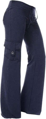 Vista 7 de SMIDOW Pantalones cargo de yoga de cintura alta para mujer, talla grande, pierna ancha, corte de bota, pantalones de entrenamiento para gimnasio