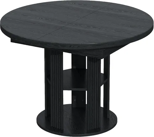 Vista 9 de Mesa de comedor extensible para 4-6, mesa de comedor ovalada de 43.3 a 59 pulgadas con estante de almacenamiento de 2 niveles, mesa de cocina