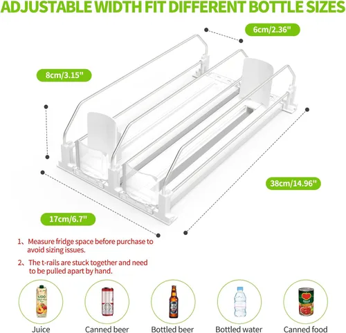 Vista 4 de Organizador de bebidas para refrigerador, dispensador de latas de soda para refrigerador, dispensador automático de bebidas para refrigerador