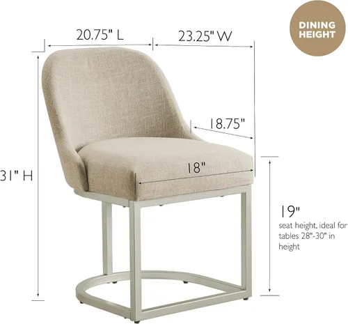 Vista 38 de Leick Home 214536 Barrelback Silla de comedor con base de metal, juego de 2, para comedor, asiento moderno de lino negro y base de metal dorado
