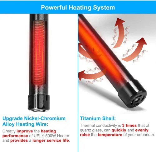 Vista 3 de DaToo Calentador sumergible para acuario de aleación de titanio de 100 W, termostato de control de temperatura externo de 100 W, con pantalla LED