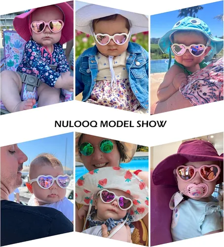Vista 2 de Gafas de sol polarizadas flexibles en forma de corazón para bebés con correa ajustable para niños pequeños y bebés de 0 a 24 meses