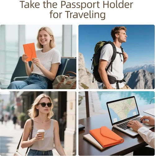 Vista 103 de Zoppen - Billetera de viaje con bloqueo RFID multiusos (Ver.4) Portatarjetas de pasaporte y vacunas, organizador de documentos de tres pliegues